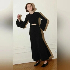 A.W.A.K.E.Leontia Puff-sleeve Cutout Dress